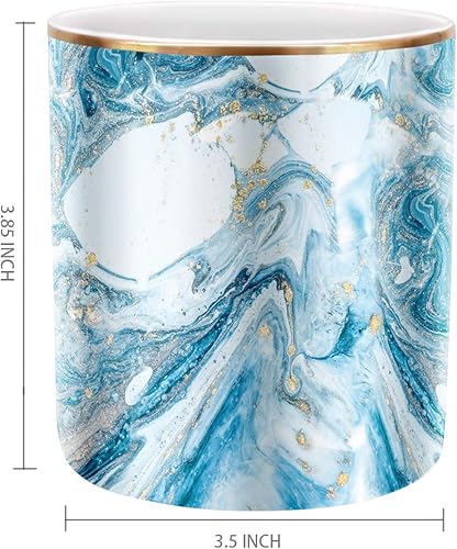 Miniatura 3 de WAVEYU - Portalápices para escritorio, vaso para lapices para escritorio, organizador de escritorio de cerámica resistente, soporte para brochas de