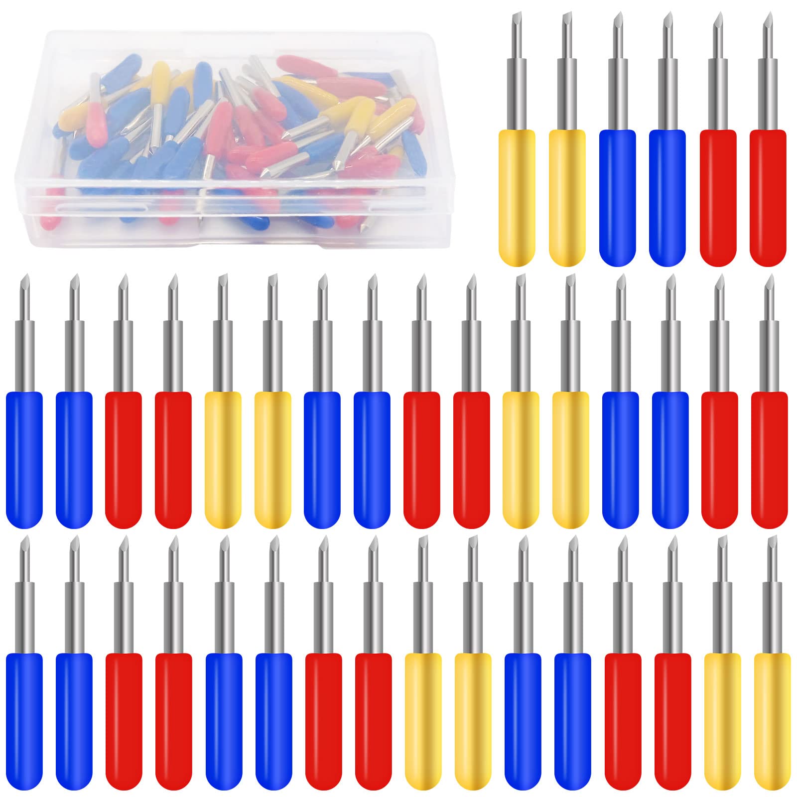 BLMHTWO 60PCS Replacement Blades for Cricut Explore Air/Air 2/Air 3/Maker/Maker 3/Expression Replacement Cutting Point Blades with 30° Fine Point 45° Standard 60° Deep Point