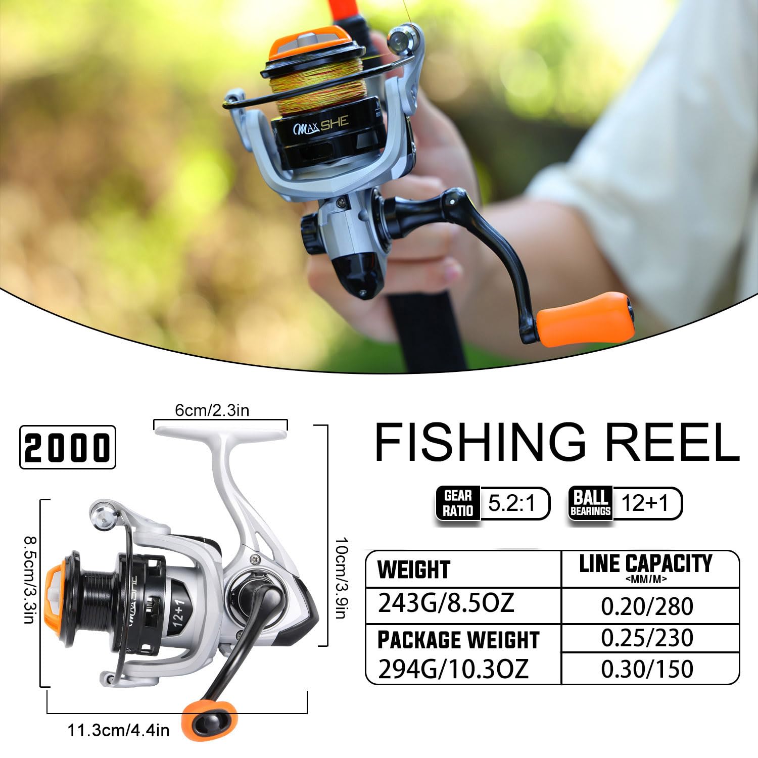 Sougayilang Fishing Reel, Ultralight Spinning Reels with Graphite Frame 5.2:1 High Speed for Saltwater or Freshwater Fishing - Image 4