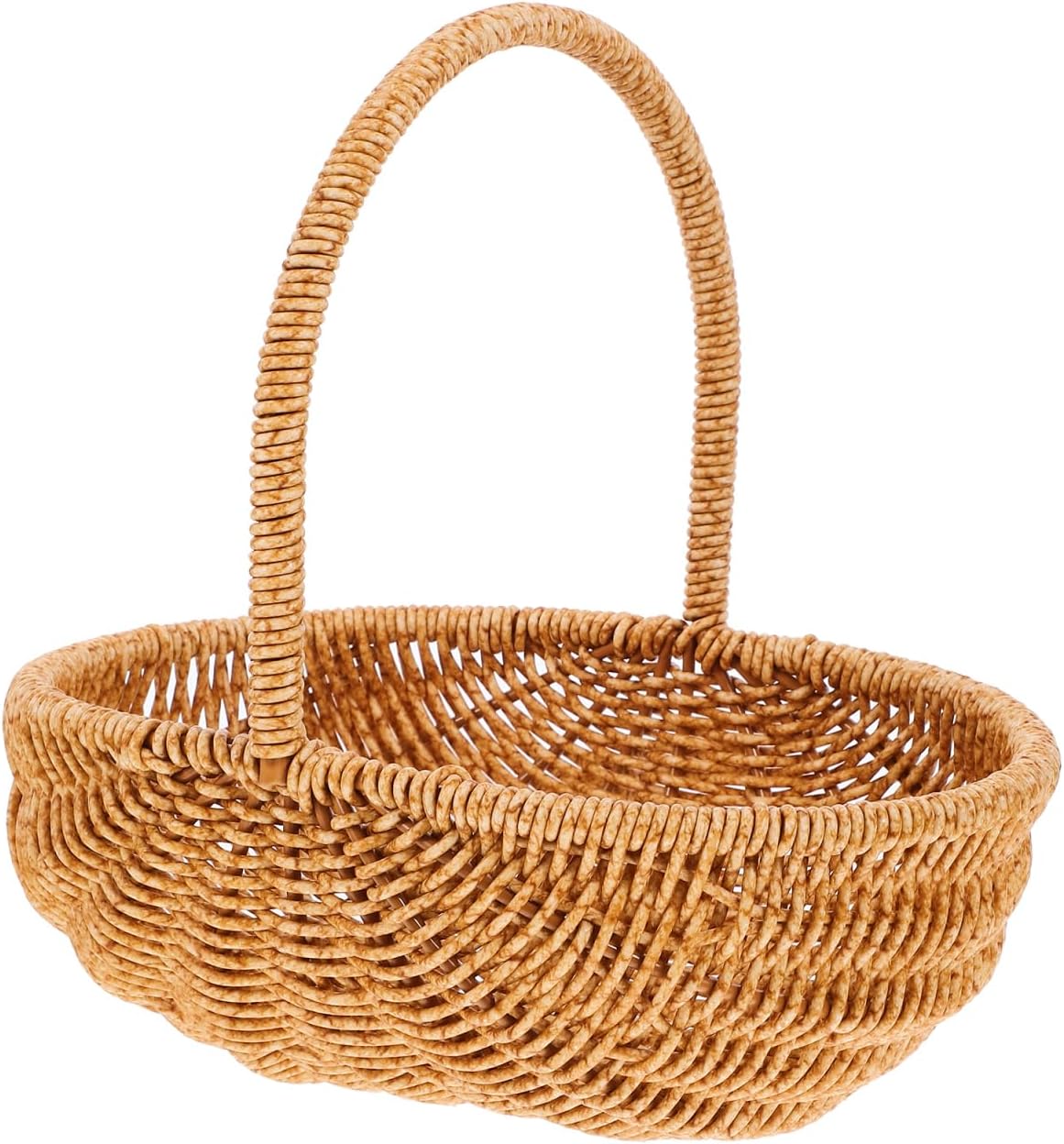 Toddmomy 10’’ Rattan Picnic Basket with Handle, Woven Harvest Basket for Fruits, Vegetables, Flower, Snacks Storage, for Easter, Wedding, Halloween, Home and Outdoor Use