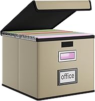 Vista 23 de Caja organizadora de archivos Huolewa con tapa, organizador de carpetas de archivos plegable para almacenamiento de documentos de oficina, caja
