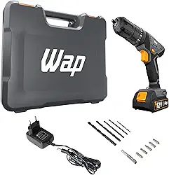 WAP Parafusadeira Furadeira de Impacto à Bateria 3/8' 12V WF 12K4.2 com 18 Níveis de Torque e Kit Acessórios e Maleta