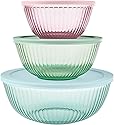 Image of Pyrex Sculpted Tinted Glass Mixing Bowls With Lids