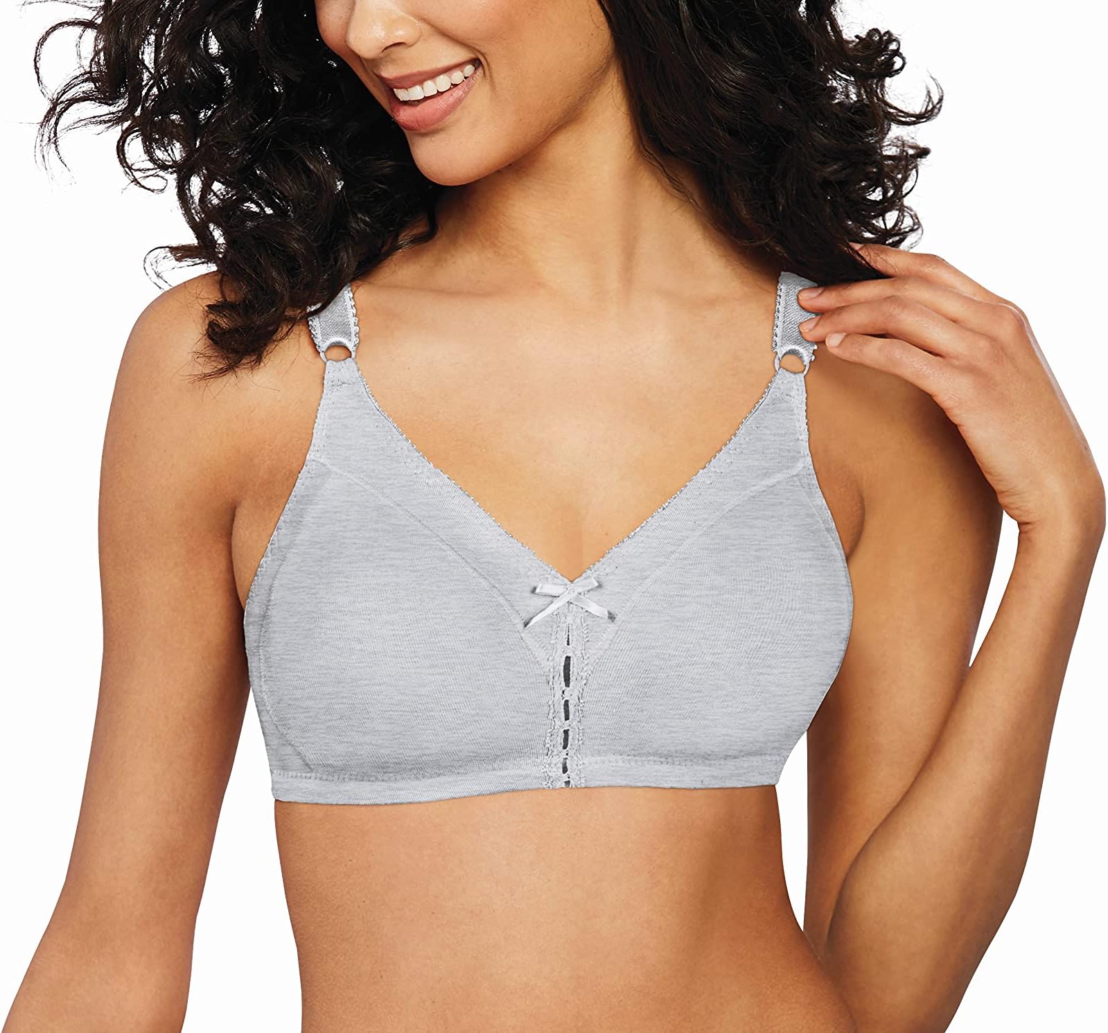 Women's Double Support Cotton Stretch Wire-Free Bra, Heather Grey, 36B