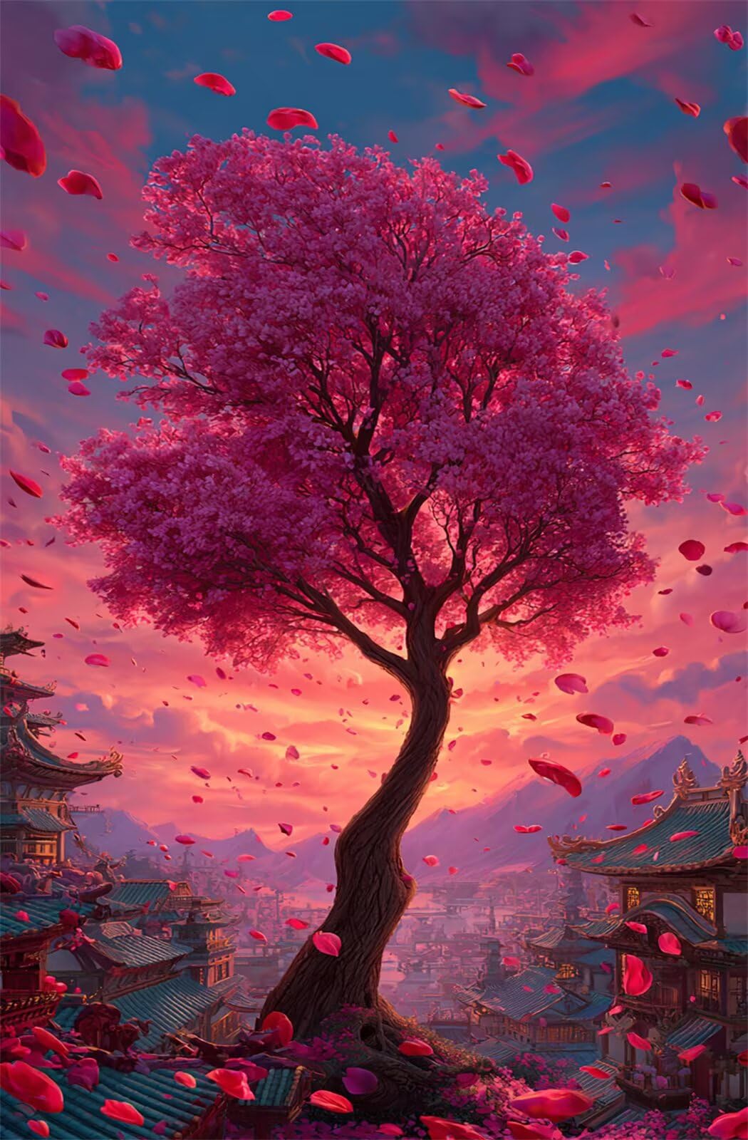 Puzzle 1200 Pezzi per Adulti Fiore Dell'Albero Città Gioco Educativo Divertimento Impossible Difficile Puzzle per Adulti 1200 Pezzi 75 x 50 cm