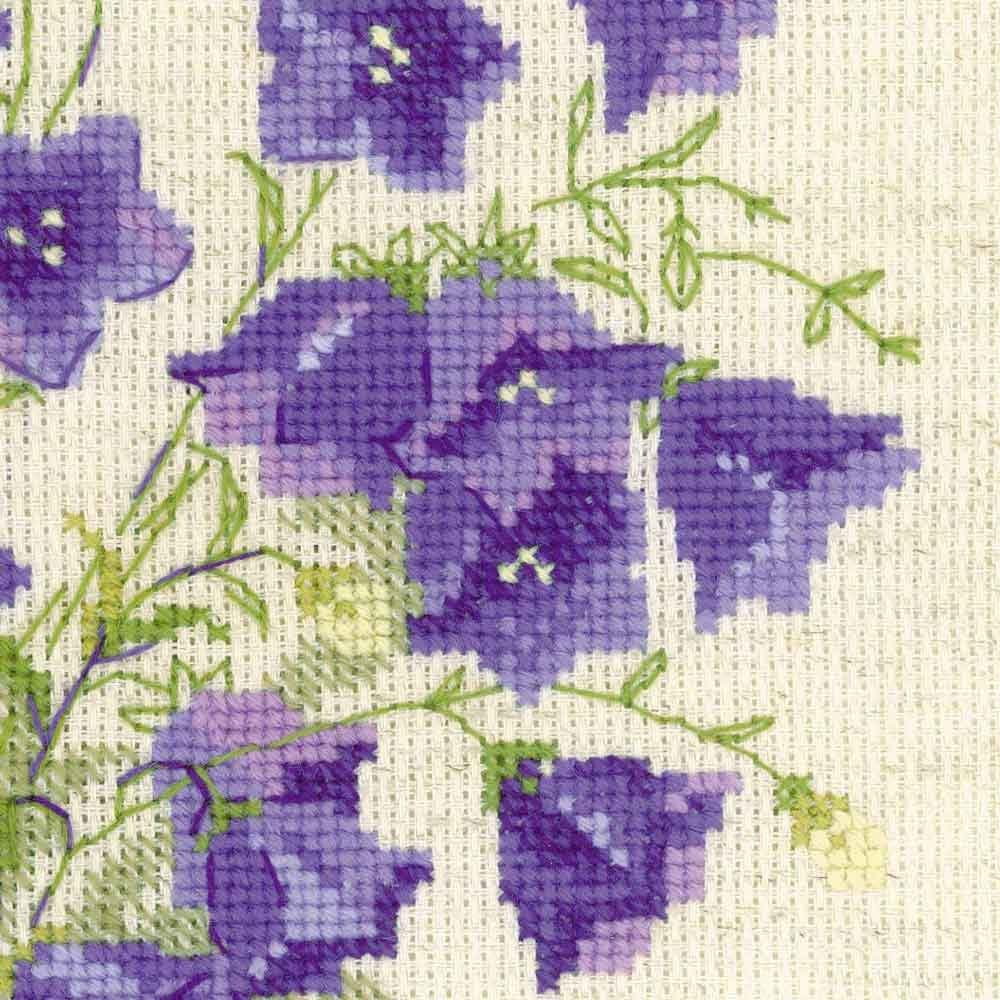 RIOLIS - Bellflower 1557, Floral Cross Stitch Kits 8"x8", Cross Stitch Kits for Beginners & Advanced, Crossstitching Kits Adult, Counted Stitching Kits, Flowers Embroidery Kit