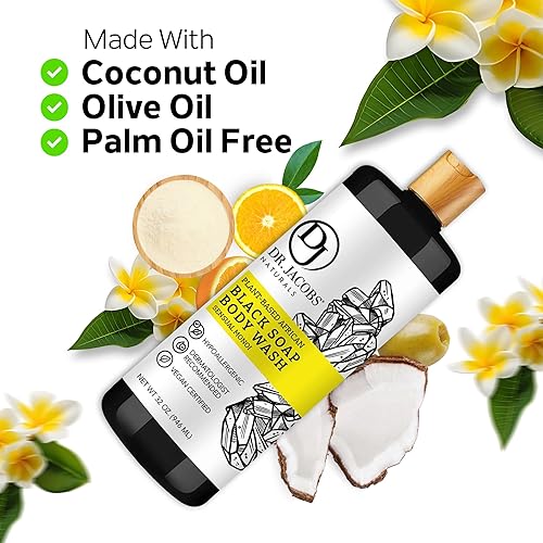 Miniatura 6 de Dr Jacobs Naturals Auténtico jabón líquido africano negro, lavado facial hidratante todo en uno, gel de baño corporal para piel sensible, champú y