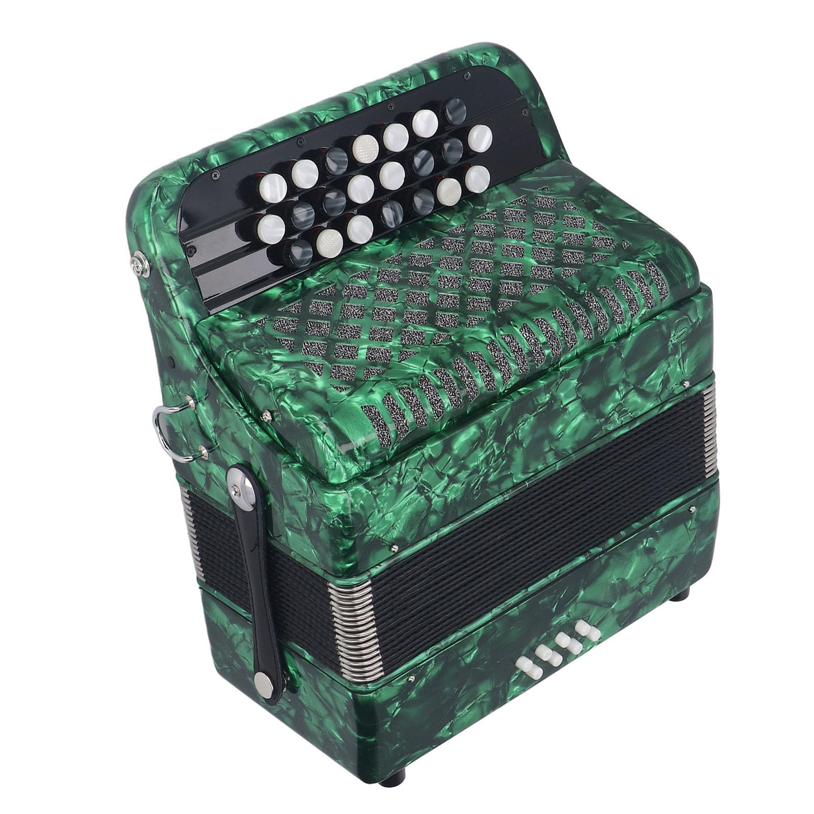 Sorandy Fisarmonica a 22 Tasti 8 Bassi, Strumento Musicale Professionale a Fisarmonica con Bottoni Sensibili Allo Scivolamento con Tracolla per Spettacoli Professionali Ed Esami (GREEN)