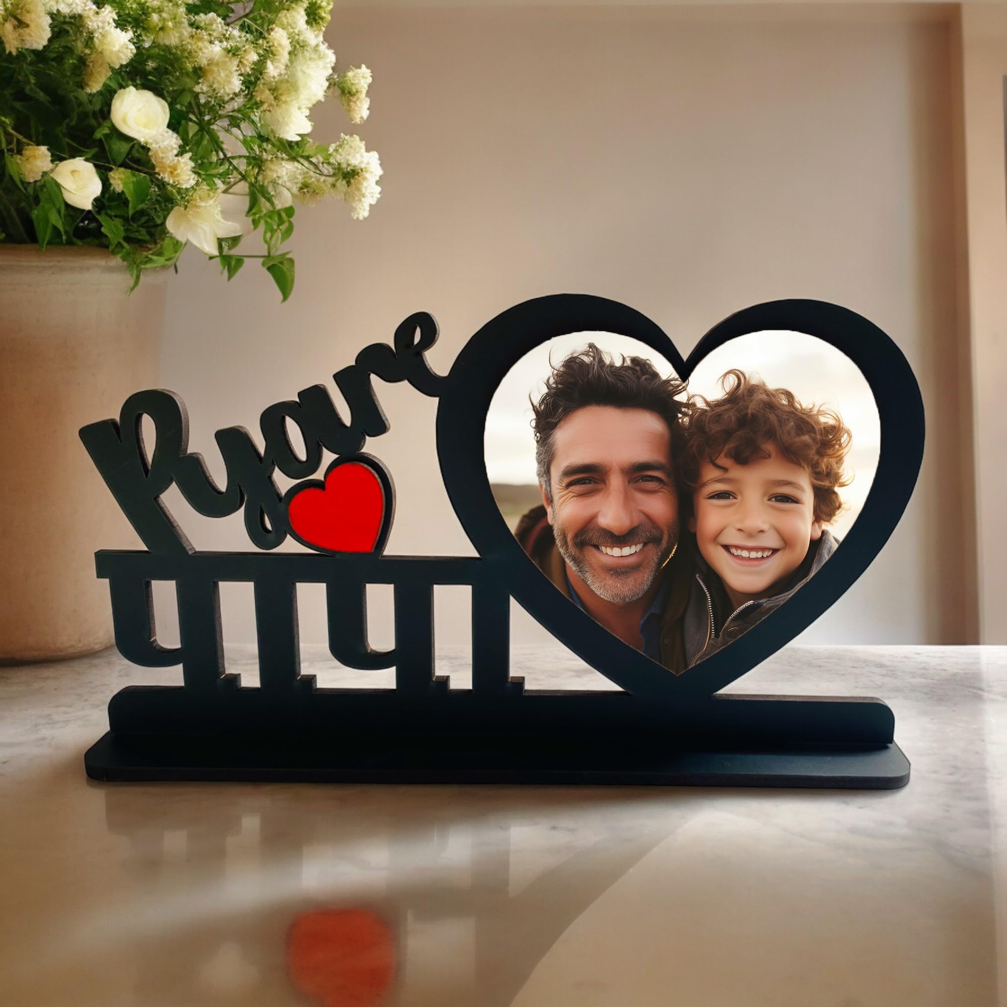 Customized Tabletop MDF Photo Frame for Father Birthday, Fathers Day Gift for Dad (Pyare Papa)