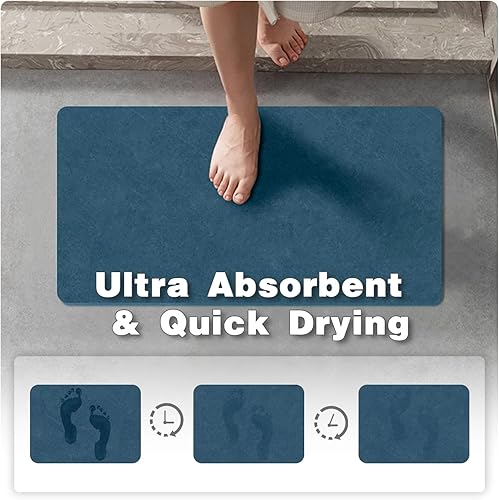 Miniatura 3 de Tapete de baño de secado rápido, antideslizante, lavable, delgado, absorbente, se adapta debajo de la puerta, tapete de baño perfecto para baño