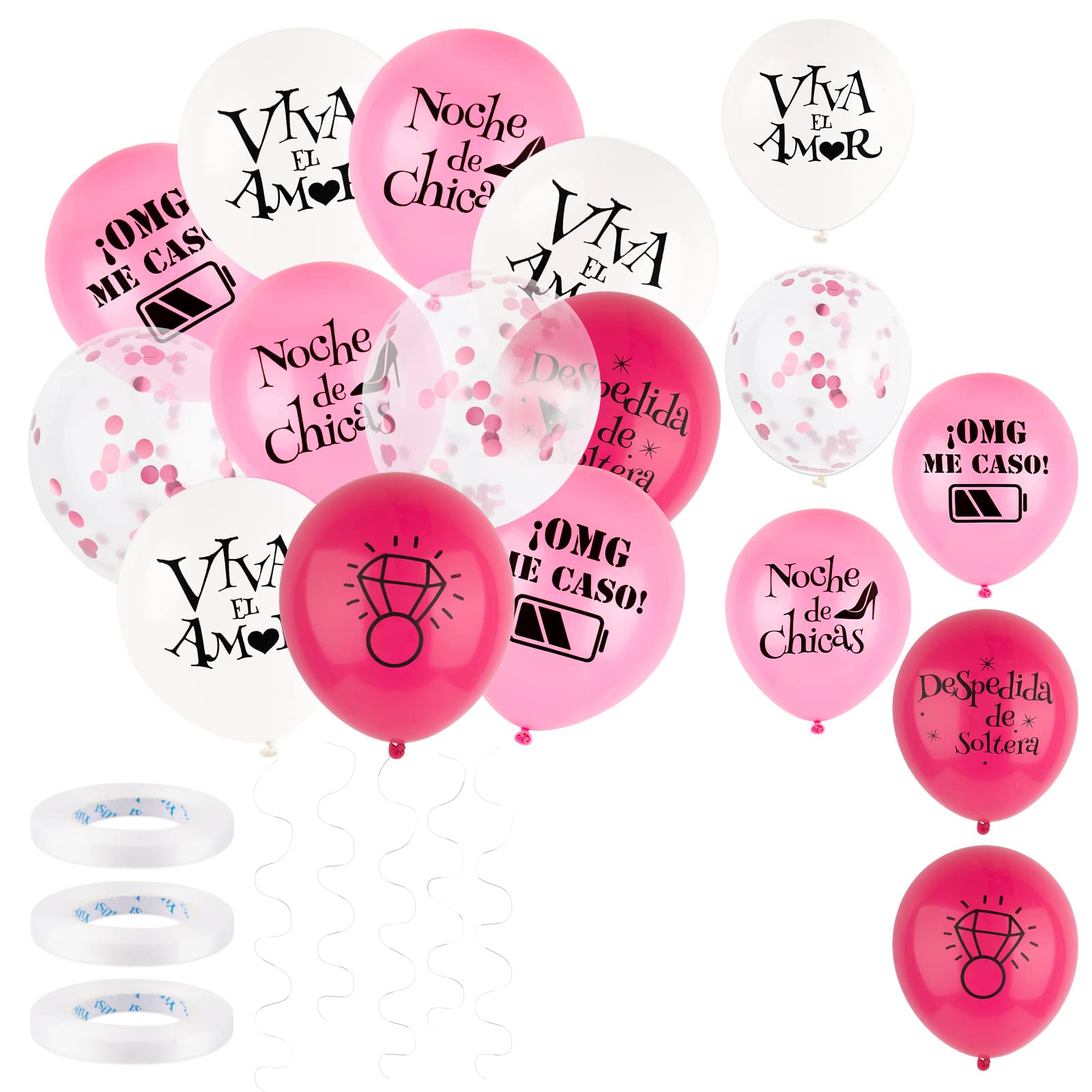 Palloncini Addio Nubilato Sposa - 30 Pezzi Con Frasi Divertenti, Nastro, Coriandoli, Per Feste - Foto 2
