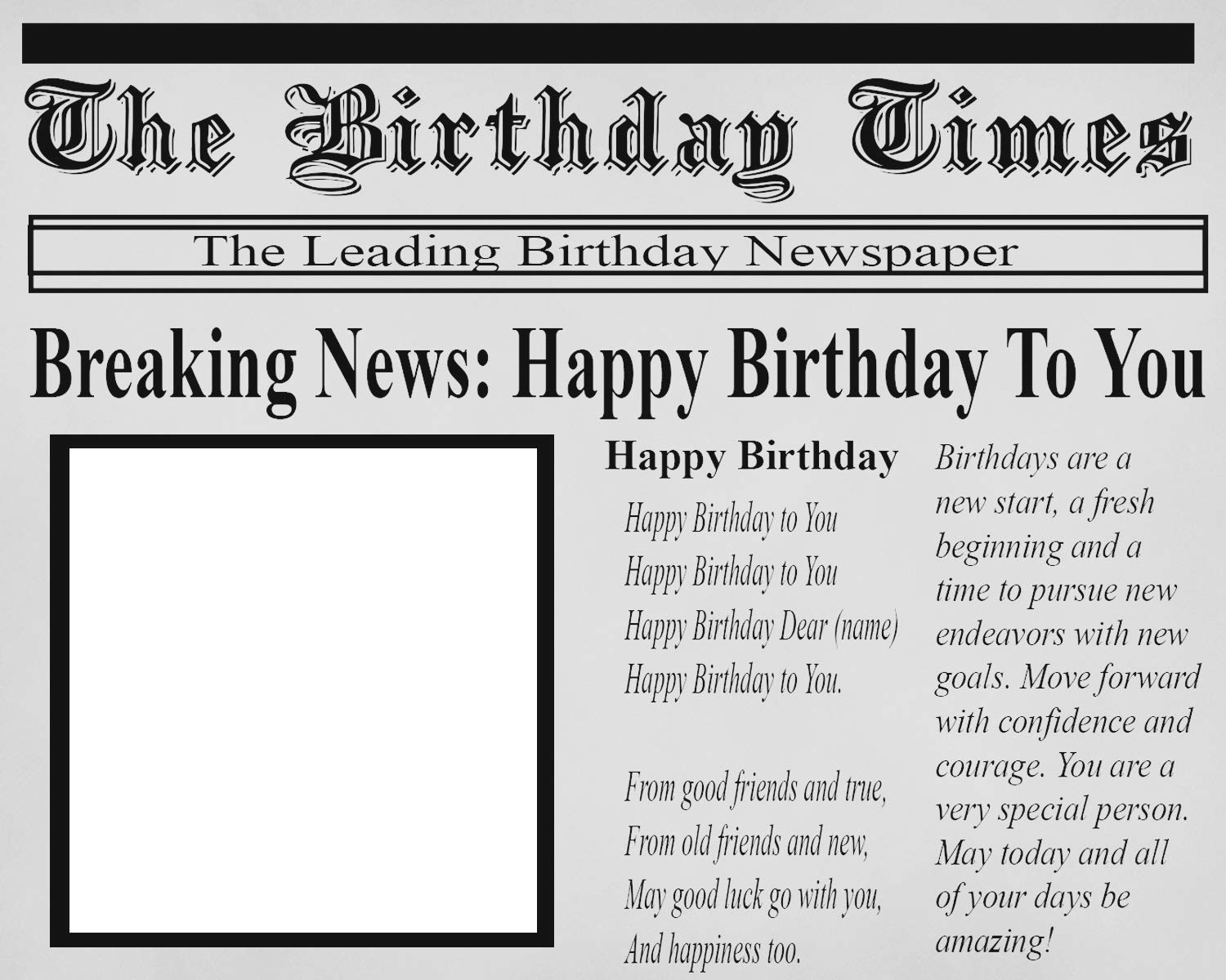 Happy Birthday Newspaper