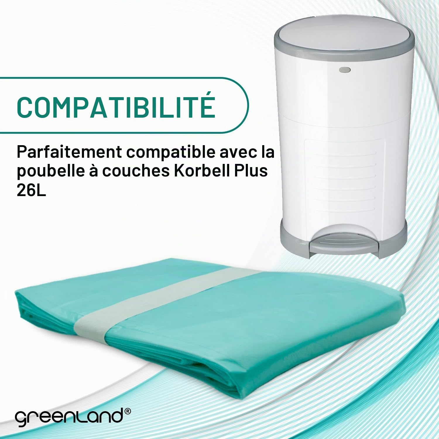 GREENLAND Recharges écologiques pour seaux à Couches Korbel 26L Plus, Paquet de 6
