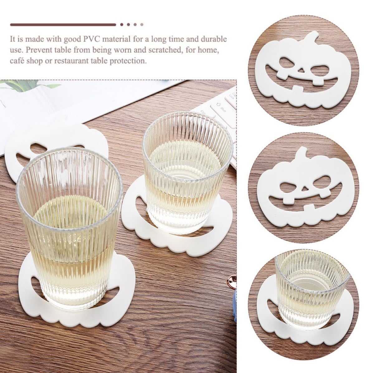 50 Pièces Dessous de Verre d'halloween Citrouille PVC