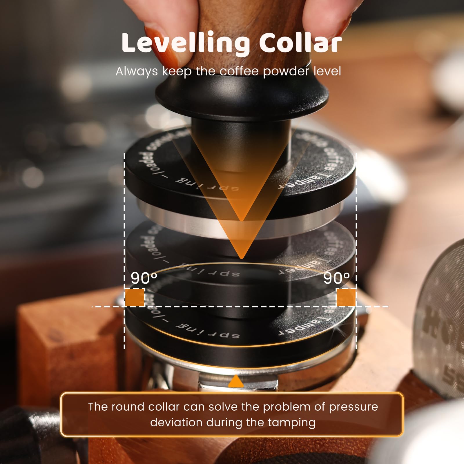 HOLIHOKY 54mm Tamper, Spring Loaded Coffee Tamper 54mm Self Levelling - Image 3