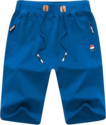 CREATMO US Mens Shorts Zipper Pocket Elastic Waist Stretch Summer Casual Beach