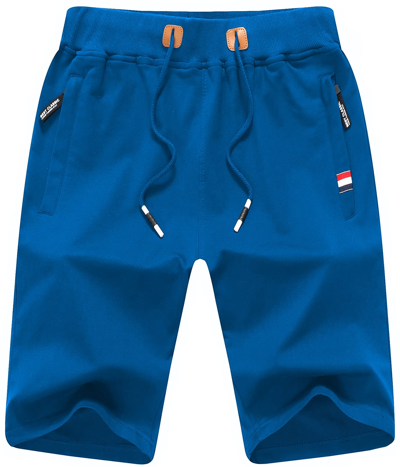 CREATMO US Men's Shorts Zipper Pocket Elastic Waist Stretch Summer Casual Beach