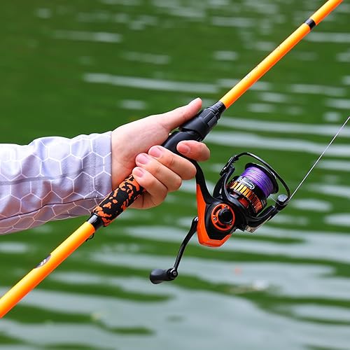 Miniatura 9 de Sougayilang Cañas de pescar, IM7 grafito en blanco de fundición y cañas giratorias, 2 piezas con mango de EVA para lubina, trucha, lucioperca,