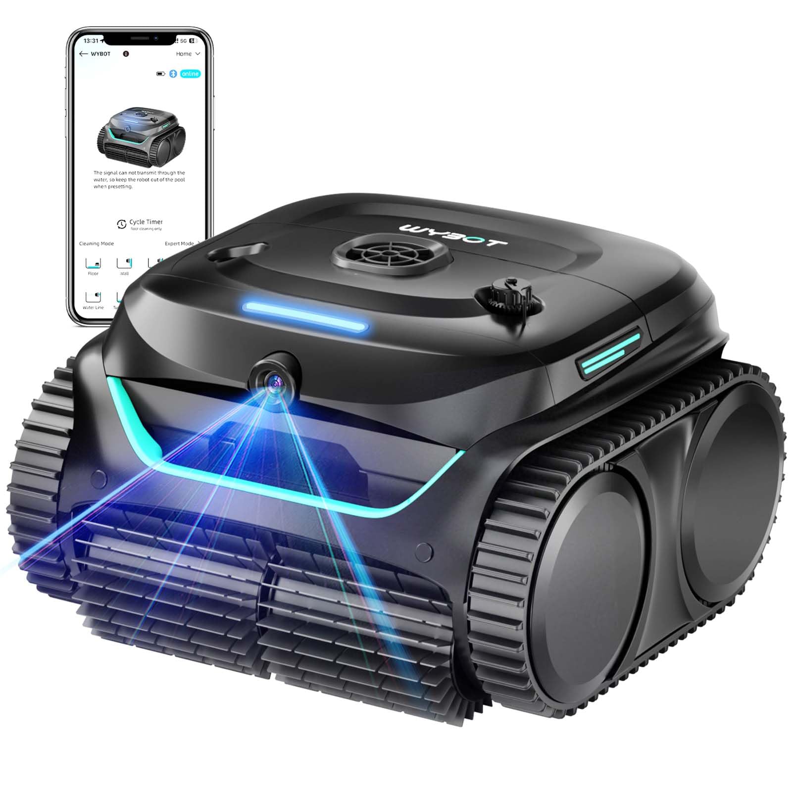 (2025 New) WYBOT C2 Vision Robotic Pool Vacuum with AI Camera, Ultra-Fine Filtration Pool Cleaners for Inground Pools, Comprehensive 8 Mode, Wall Climbing, Brushless Motor, Smart Navigation, Black
