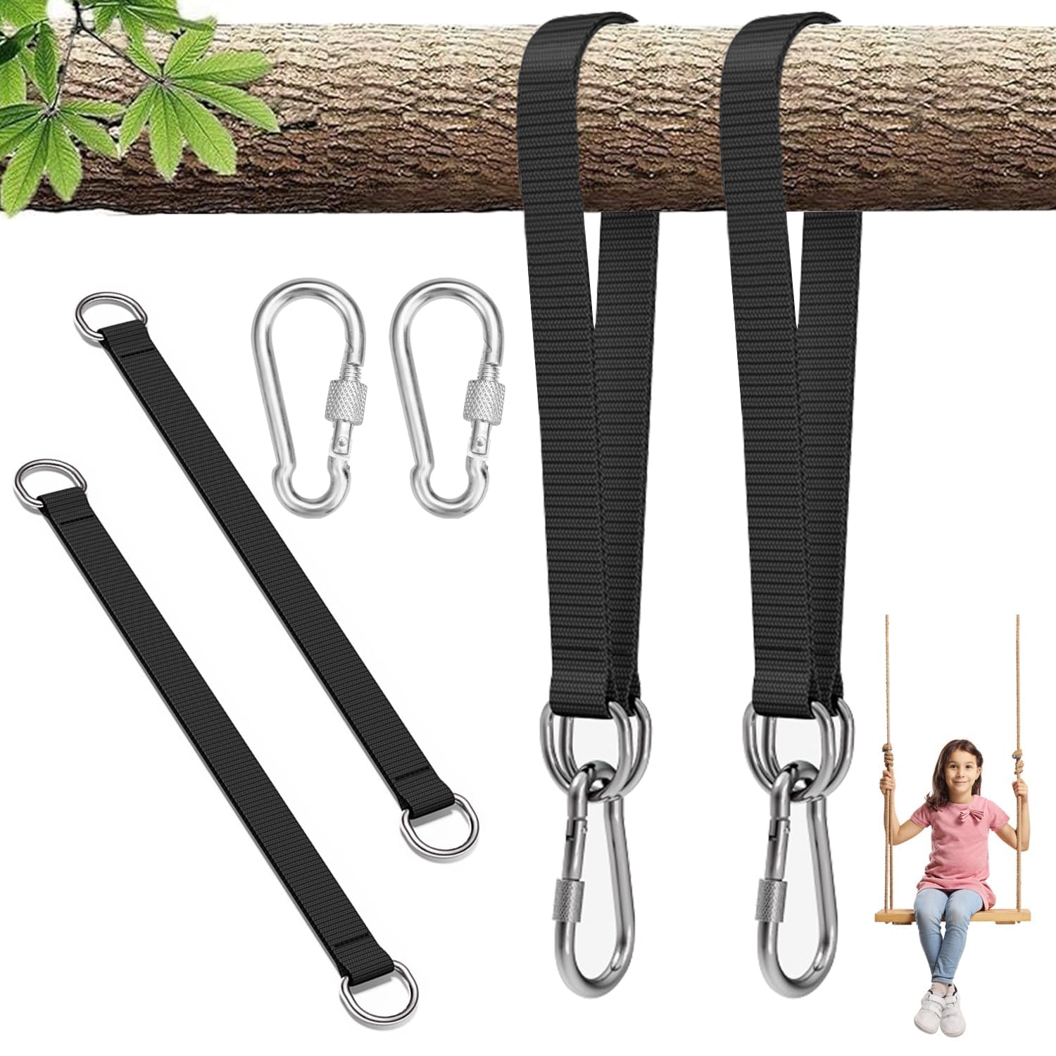2 Pieces Tree Swing Straps Hanging Kit Straps, Heavy Duty Hammock Straps