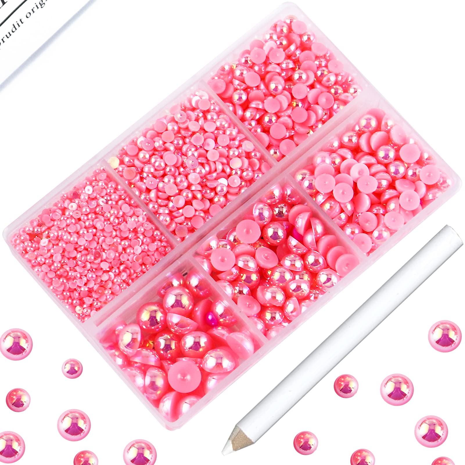 3000pcs Flat Back Half Pearl Beads – 7 Sizes 2.5-10mm, For Nail Art, Crafts, DIY Decoration, Assorted Colors - View #4