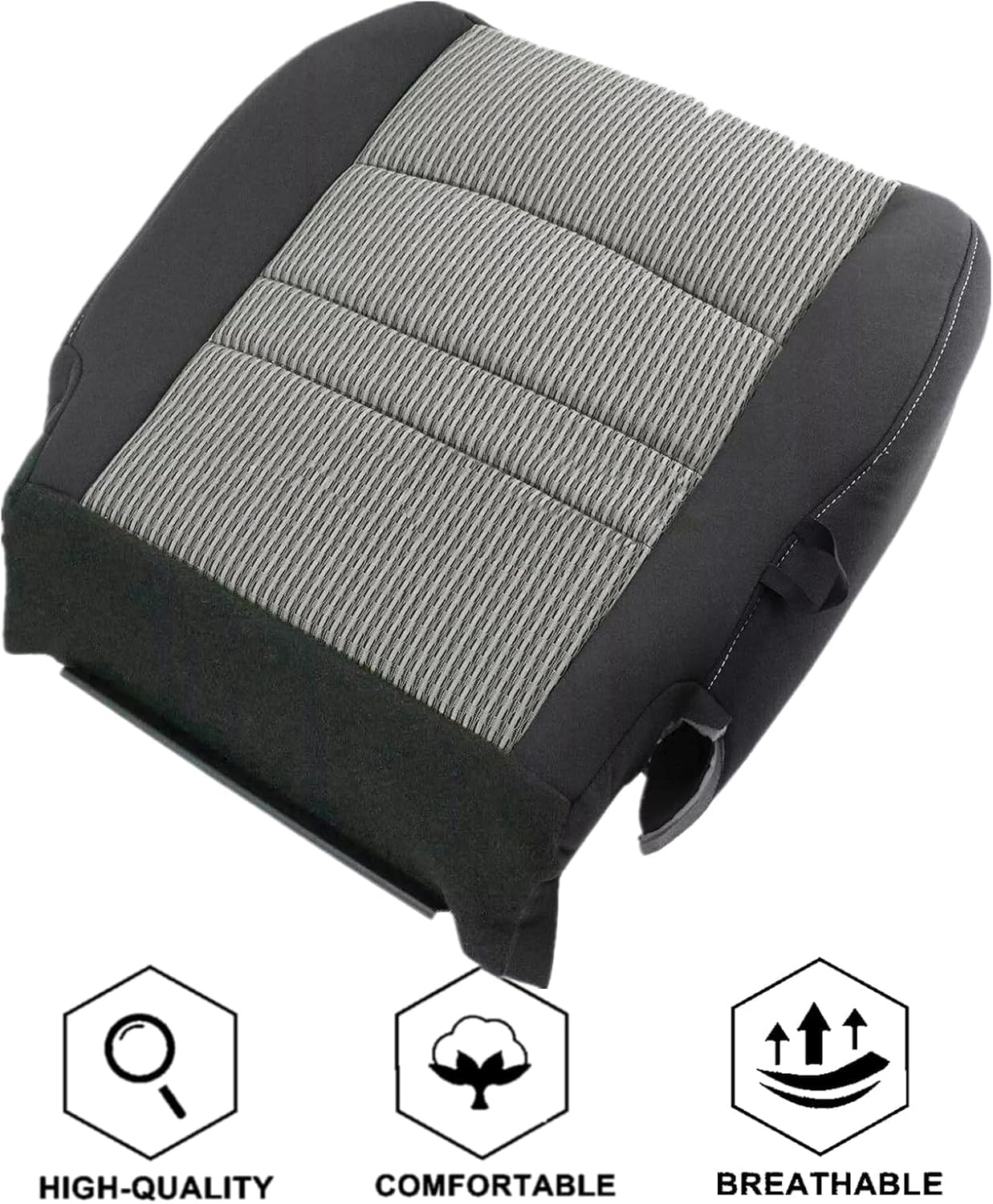 NLQR Front Driver & Passenger Side Bottom & Top Lean Back Replacement Cloth Seat Covers Compatible with Dodge Ram 1500 2500 3500 4500 5500 SLT 2009 2010 2011 2012 Gray