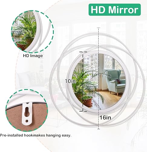 Miniatura 7 de Espejo de pared moderno con marco de metal, espejo circular artístico para pared, decorativo, hogar, sala de estar, balcón, dormitorio, baño,