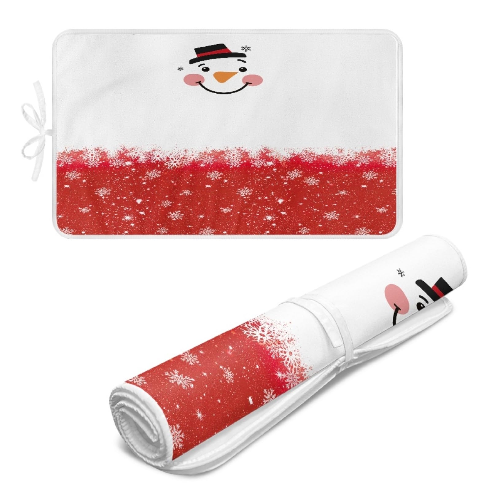 Bügelmatte Roter Schneemann Bügeleinlage Faltbares Hitzebeständig Waschbar Bügelauflage für Tisch und andere Oberflächen Bügelbrett Unterlage rutschfeste Bügeldecke 80x50cm (2 Stück)