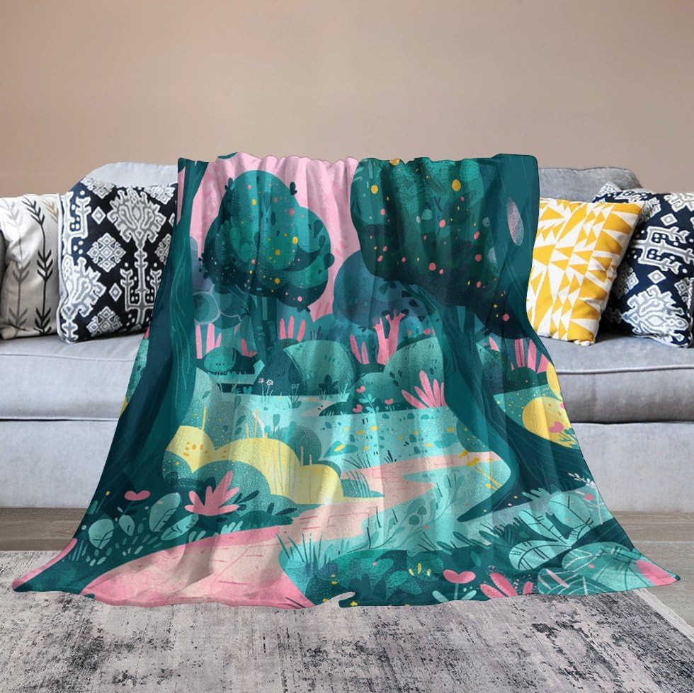 Couverture micro polaire 127x127 cm flanelle canapé lit vert foncé pêche