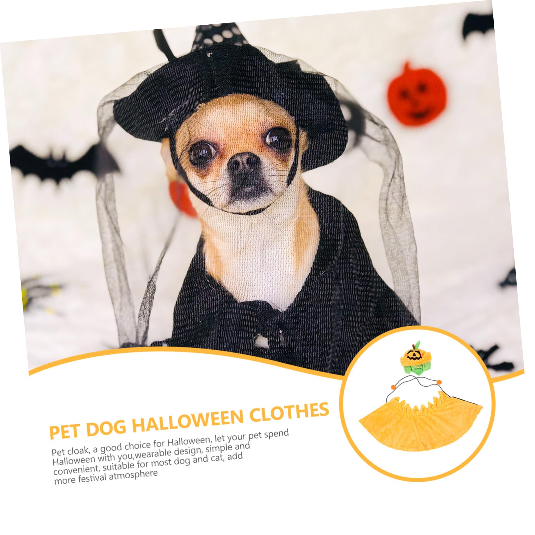 Sosoport 5sets Costume Per Animali Domestici Cappello e Mantello Forma Di Zucca Per Halloween Accessori Per Cani e Gatti Facile Da Indossare