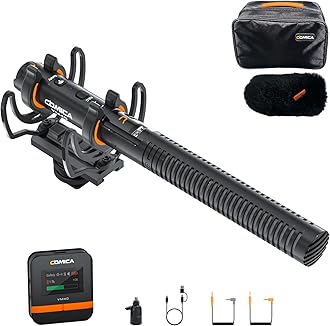 COMICA VM40 Shotgun Microphone with Wireless Modes, 48kHz/32-bit, 32GB Storage, Safety Audio Track, Super Cardioid Camera Mic for Filmmakers, Vloggers - Wireless Mic for Camera, Smartphone, PC