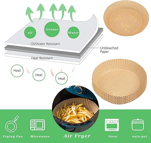 Miniatura 2 de Forro de papel desechable para freidora de aire, 100 forros desechables antiadherentes para freidora de aire, almohadillas de papel desechables para