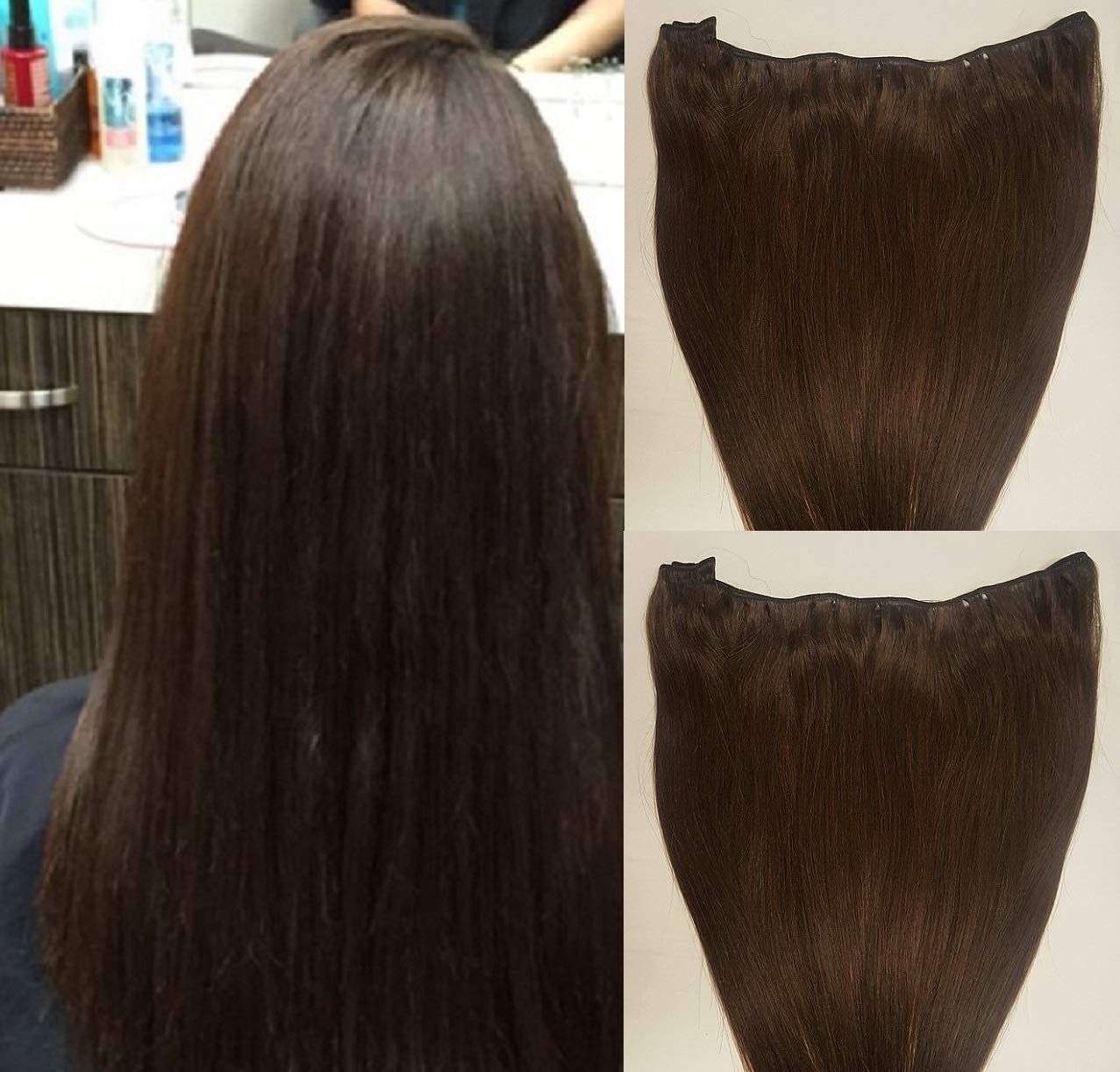 Hair Faux You 18" Machine Weft Hair Weave, Sew In,100 grams,100% Human Hair Extensions Weft #2 Darkest Brown