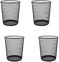 4 Pack Black Mesh Trash Can Metal Trash Can Round Waste Paper Basket Mesh Trash Can