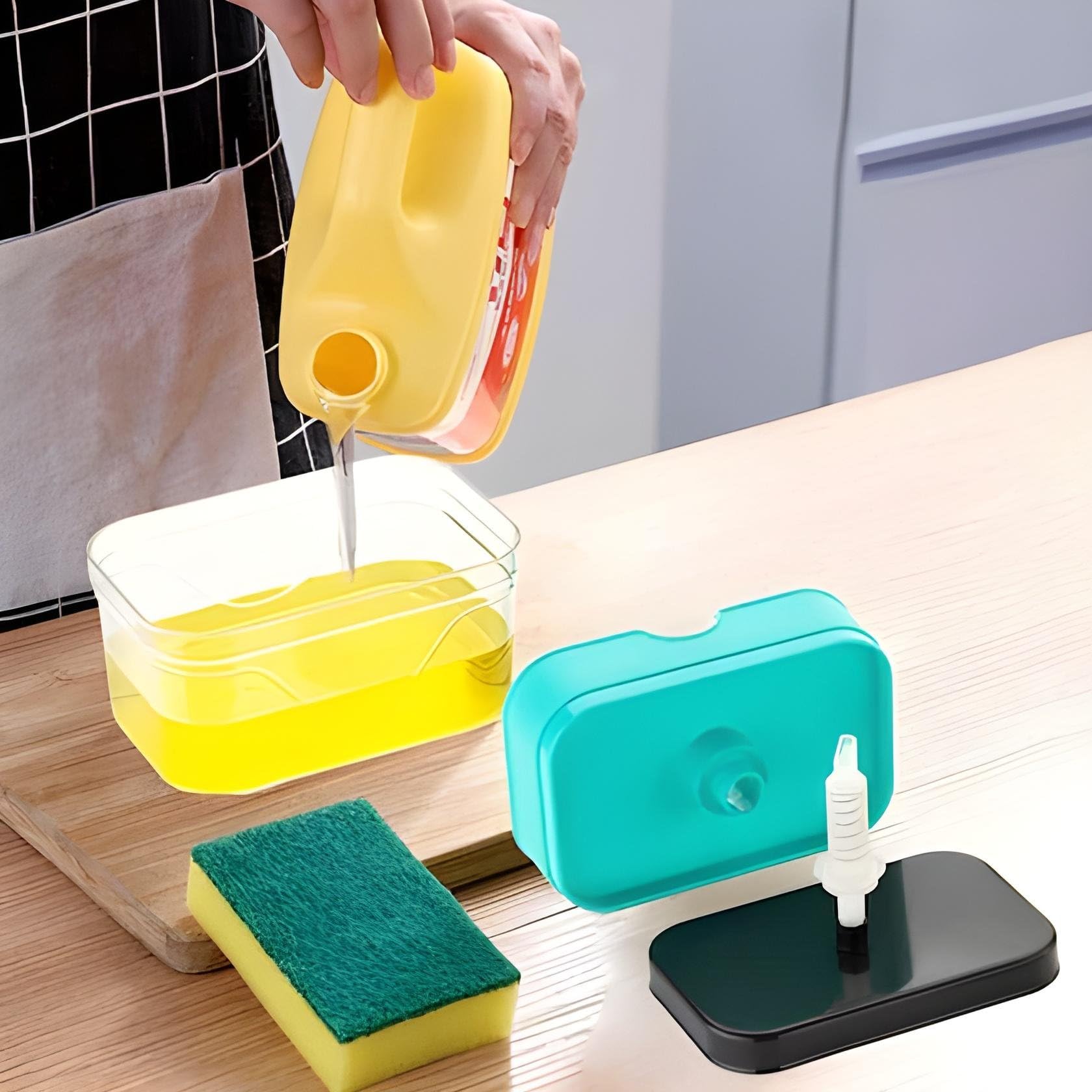 Oblivion Soap Dispenser for Wash Basin 1 Pc β 2-in-1 Soap Dispenser for Dishwashing, Liquid Holder Pump with Instant Refill, Durable & Efficient Kitchen Accessories Items for Home, Easy One-Hand Use 1