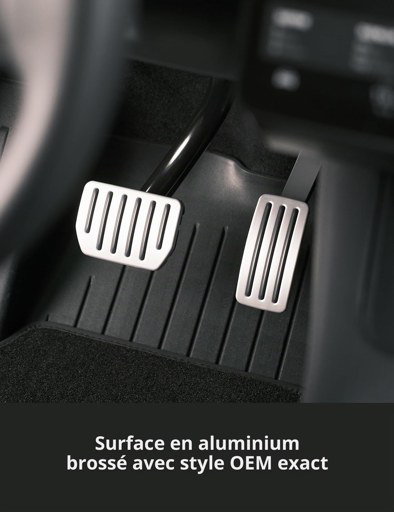 TPARTS Ensemble de pédales de Performance en Aluminium à Verrouillage Automatique pour Tesla Model 3 & Model Y - Couvre-pédales accélérateur et Frein - Protège-Pied antidérapant - Accessoires de