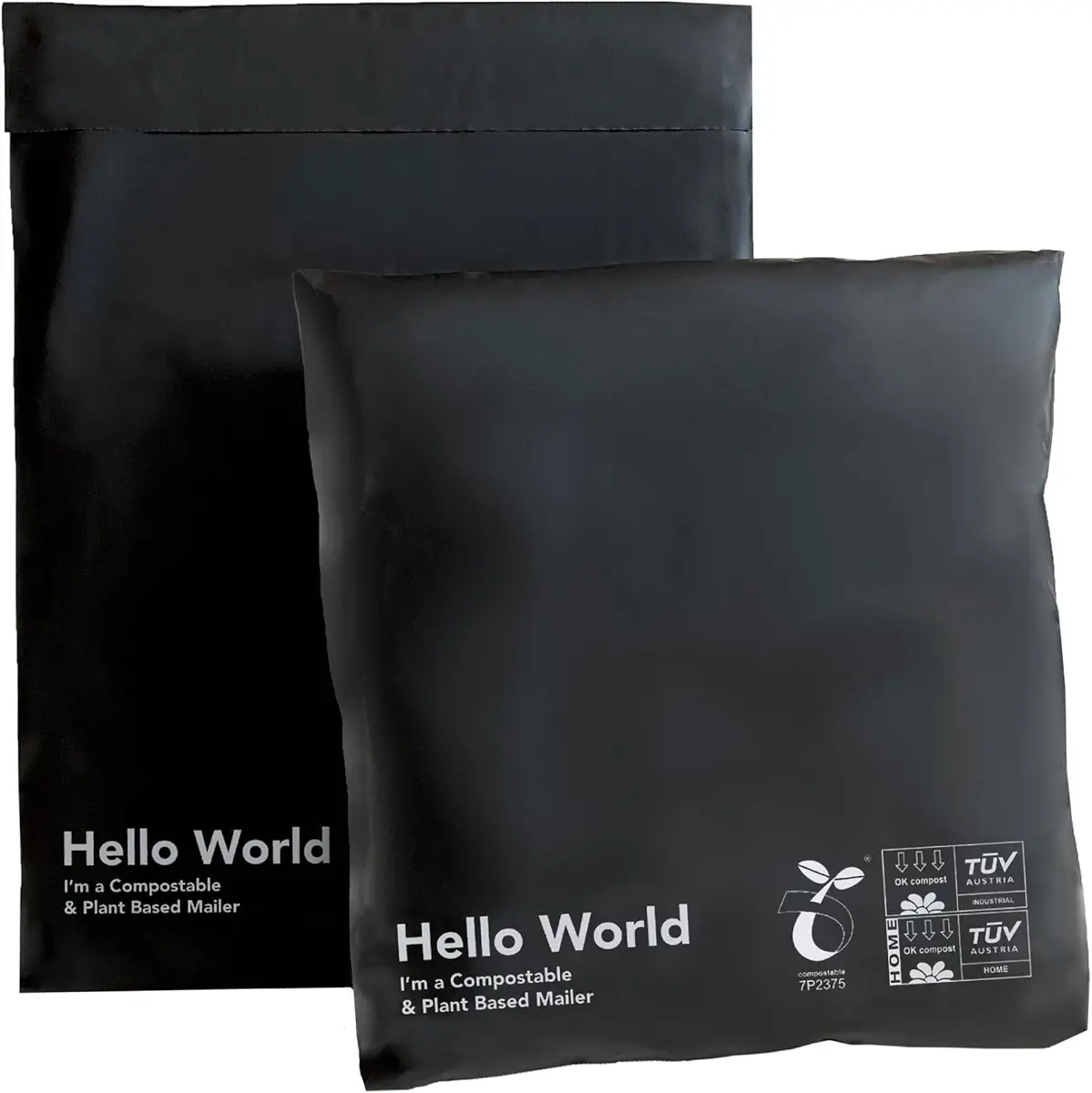 Ellspo Eco | 10x13 inch Compostable Poly Mailers, 50 pack of 100 percentage Biodegradable and Eco Friendly Shipping Bags, Matte Black
