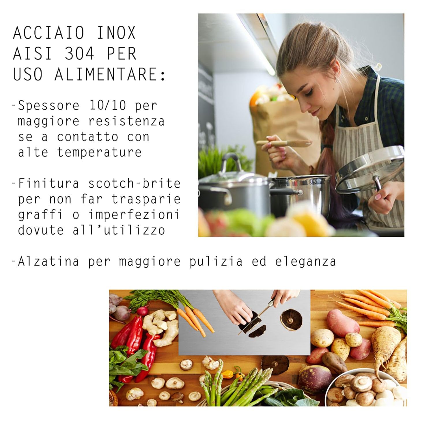 Bonussi Tagliere Spianatoia per Alimenti Professionale 40x50 AISI 304