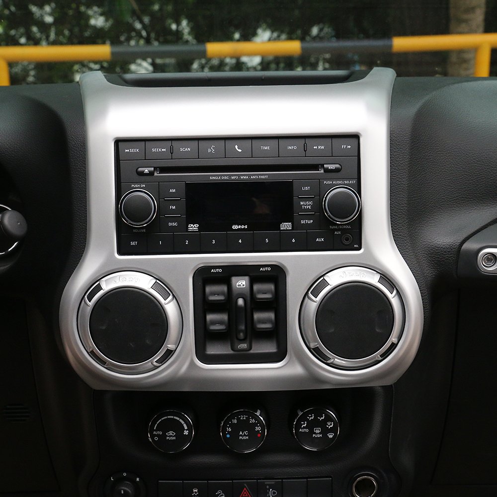 RT-TCZ for Jeep JK Center Console Dashboard Cover Trim, Silver Interior Accessories for Jeep Wrangler JK JKU 2011-2017