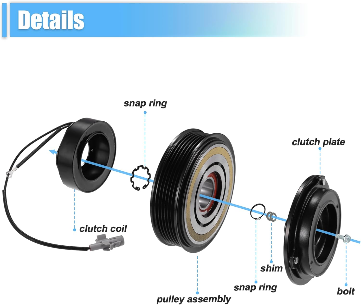uxcell 1 Set AC Compressor Clutch Kit Replace for Toyota Sequoia 2001-2007 8 CYL 4.7L