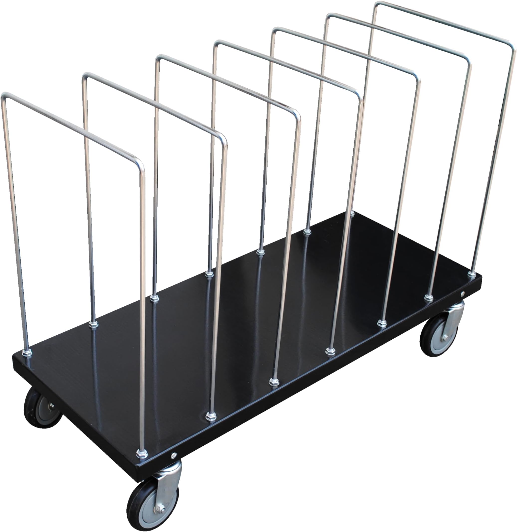 Vestil CTPT-1844-CK Steel Portable Carton Cart with Dividers 44 in. x 18 in. x 30 in. 400 Lb. Capacity Black
