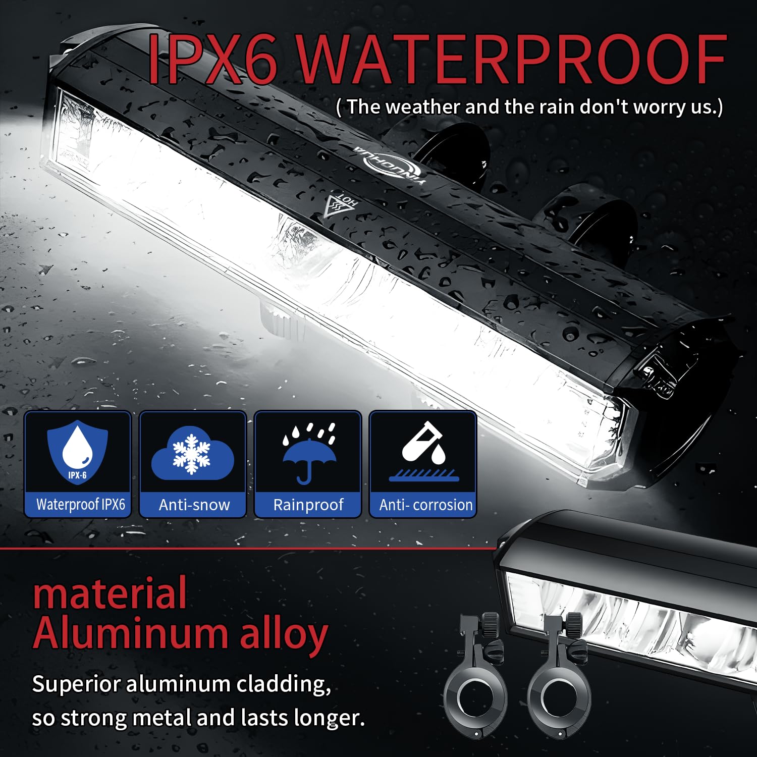 KAOUKUO Lumiere Velo 1400 lumens LED 4000mah Lampe Rechargeable USB IPX5 Étanche Phare VTT Cyclisme Nocturne
