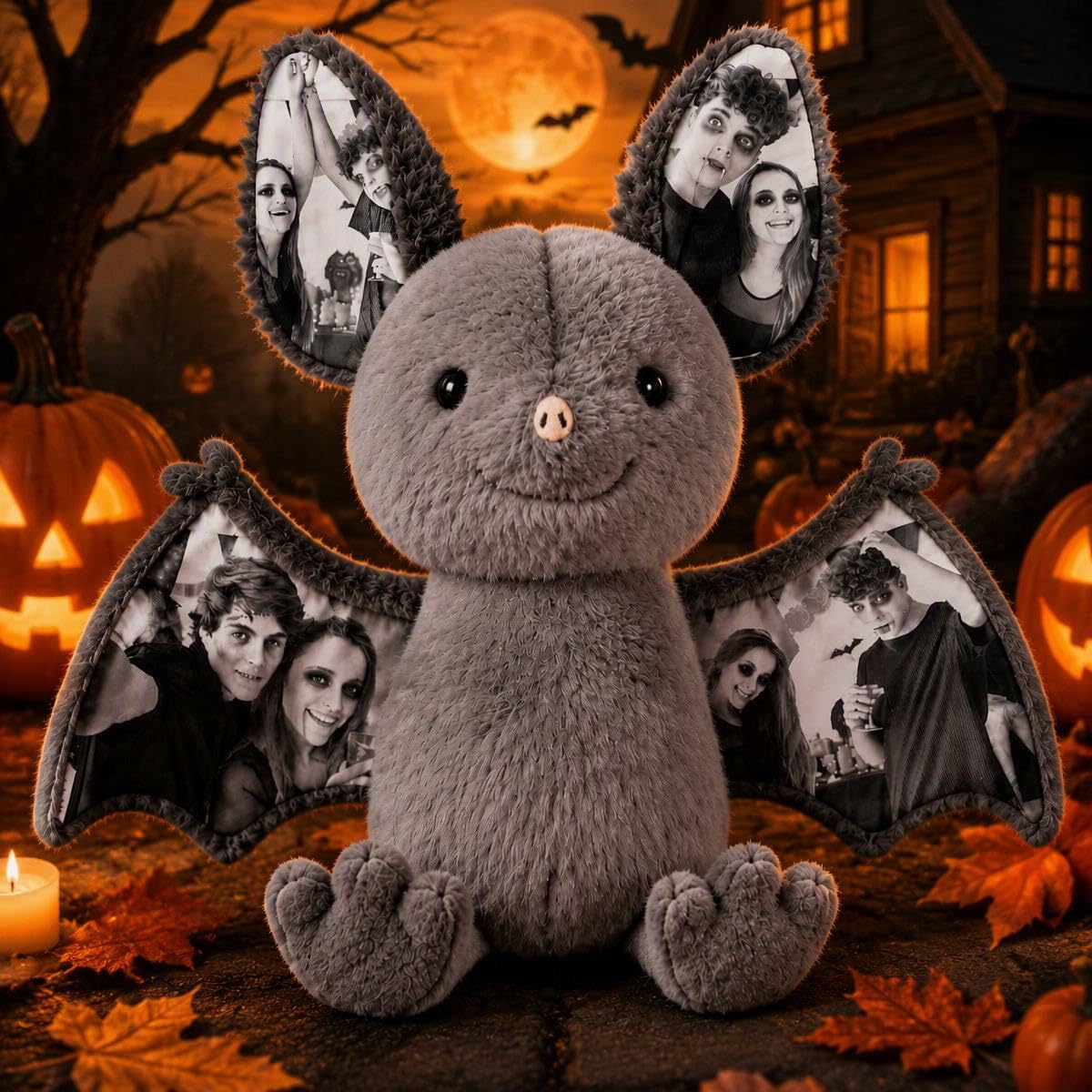 Personalized Photo Bunny Stuffed Animal, Custom Rabbit Plush with HD Print, Handmade Fluffy Customizable Stuffed Animal, Cute Keepsake Gift for Son Daughter (Style-10)