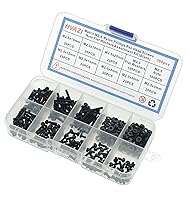 Vista 4 de Metric M2.5 Nylon Phillips Tornillos de cabeza plana tuercas arandelas planas Kit surtido (negro)