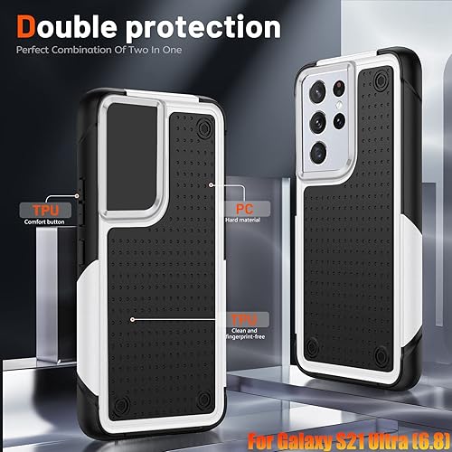 Miniatura 5 de Funda resistente para Samsung Galaxy S21 Ultra de 6.8 pulgadas, 4 esquinas con bolsas de aire [protección contra caídas de 12 pies], agarre