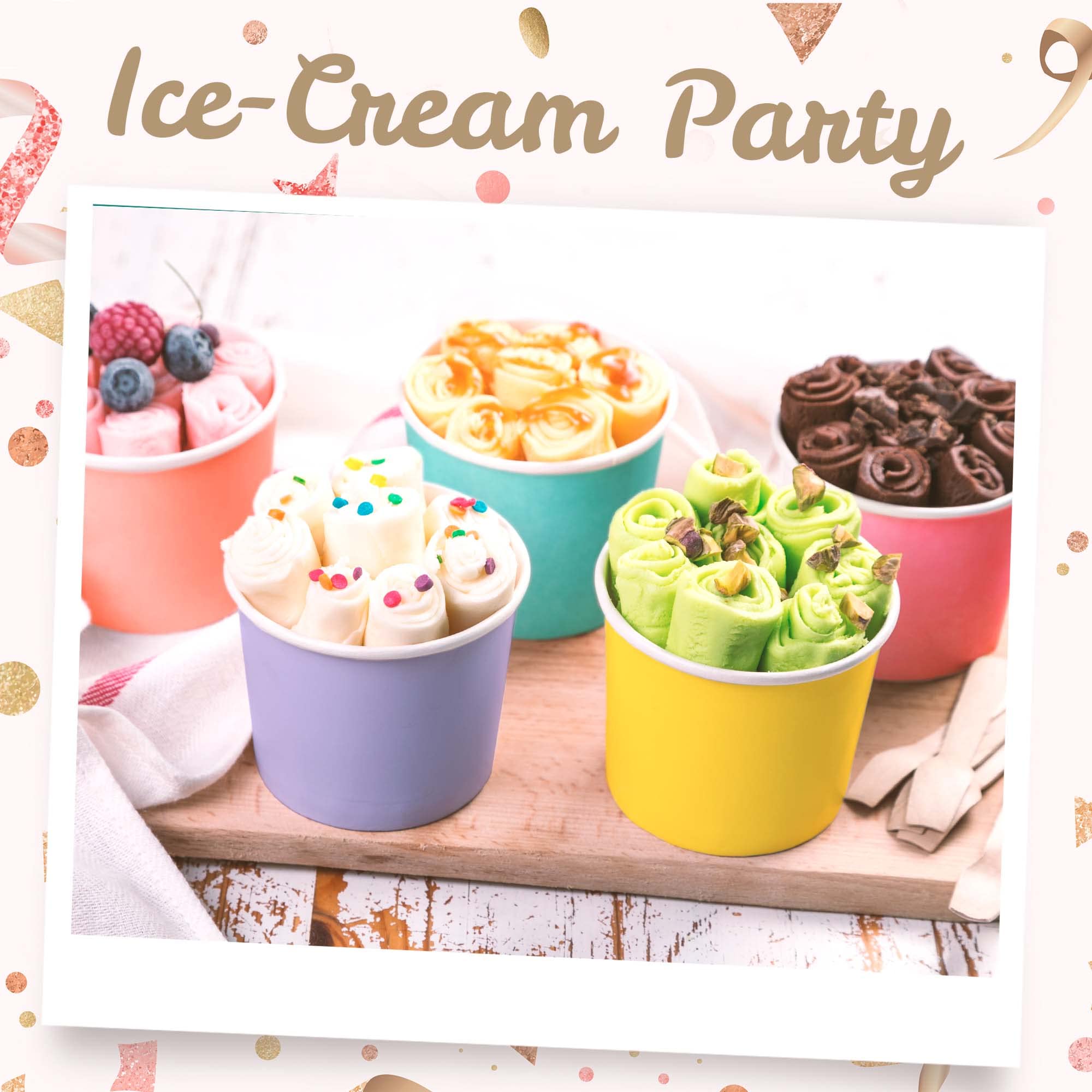 MATICAN Vasos de papel para helado, paquete de 100 cuencos de postre desechables de 11 onzas para frío y caliente, 11 onzas, 5 colores pastel