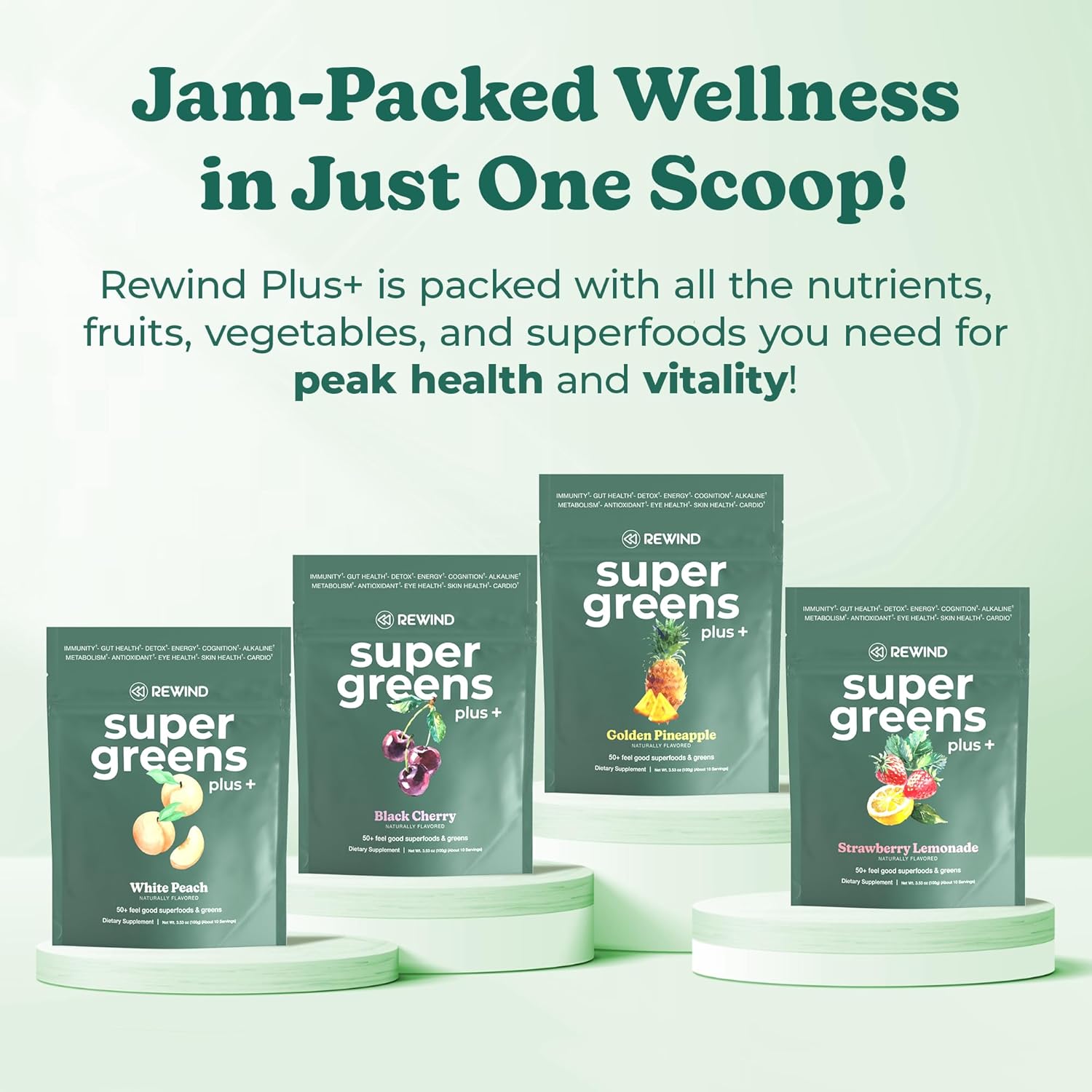 Super Greens Powder with 50+ Superfoods – Daily Green Juice for The Whole Family – Delicious Green Powder Drink Mix – White Peach Flavor - 10 Servings - Image 3