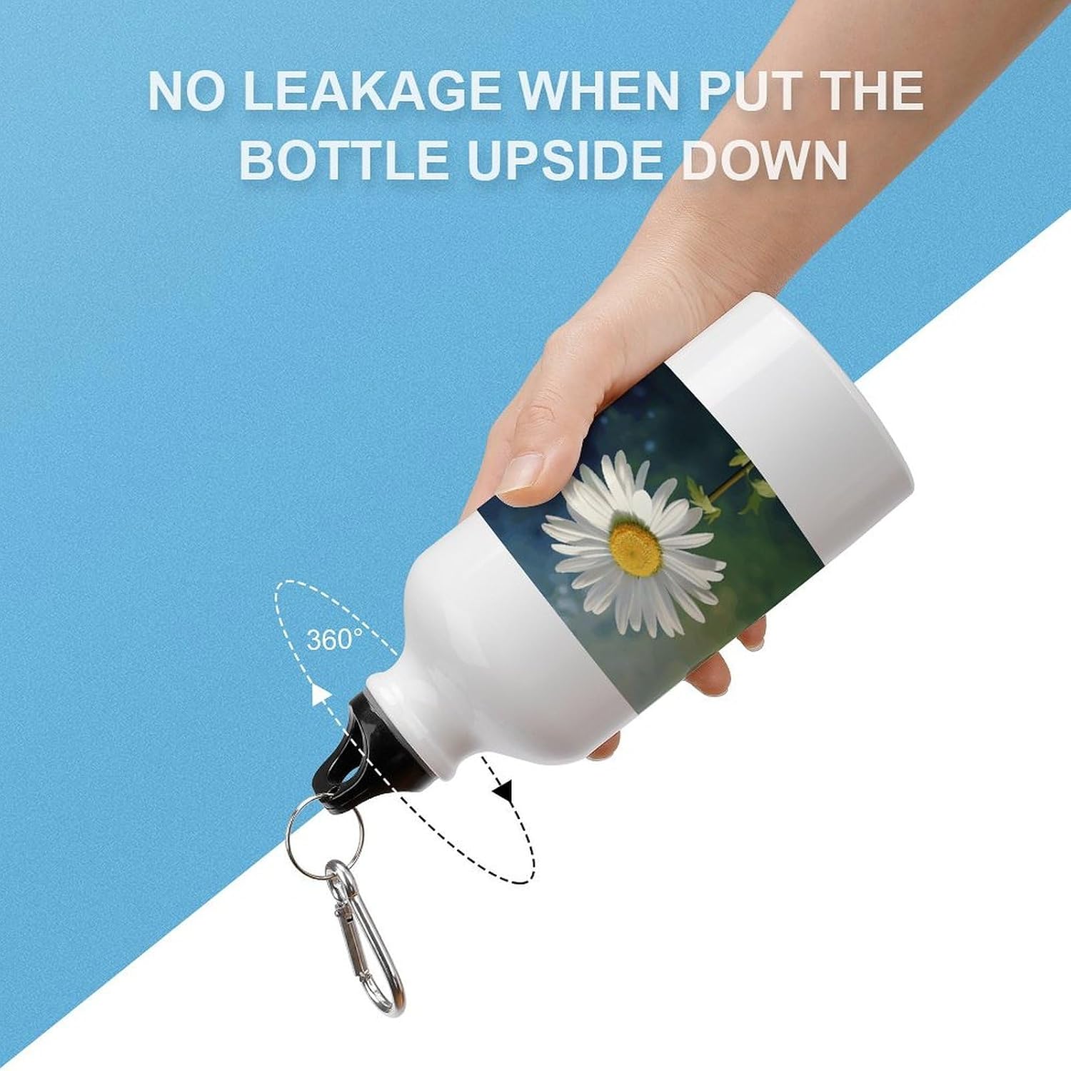 Aluminum Sports Water Bottle with Carabiner Clip & Leak-Proof Lid image 3
