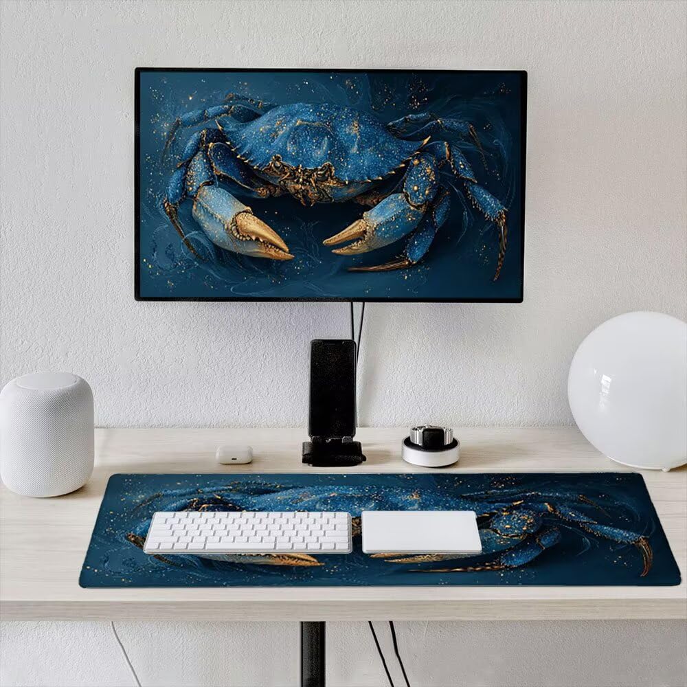Duża podkładka pod mysz do gier XXL 1200 x 600 x 3 mm z zszytymi krawędziami, trwała antypoślizgowa podstawa z naturalnej gumy, mata na klawiaturę, gry, dom, biuro, astrologiczny znak raka xR6-414