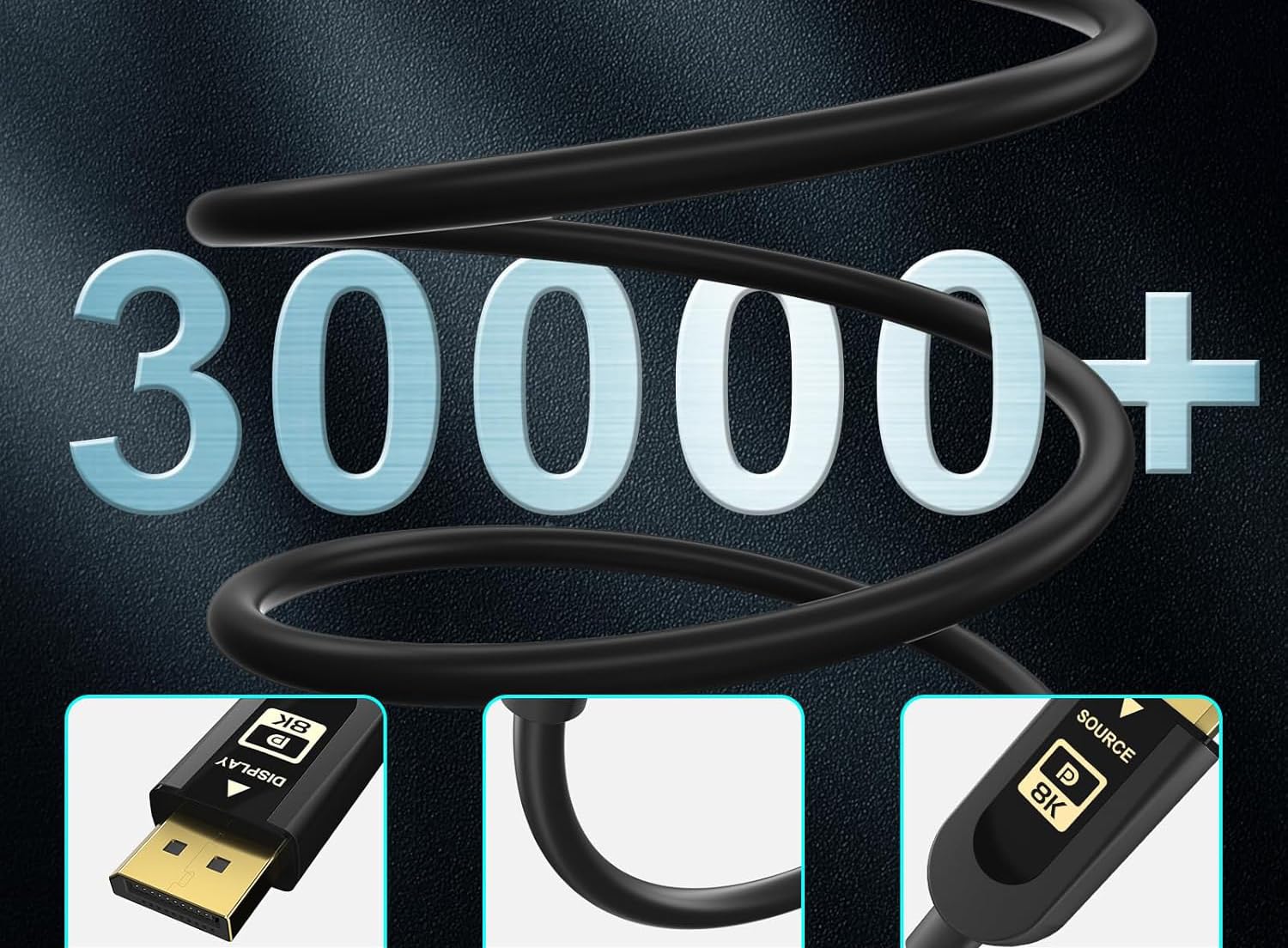 Kabel DisplayPort 2.1 DP2.1, 40 Gb/s, 20 m, do monitora 8K HDR, kompatybilny z 16K@30 Hz, 10K@30 Hz, 4K@165 Hz, HDR, HDCP 2.2, 3D, ARC